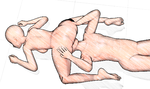 後背位クンニでクリトリスを舐める体勢のCG図解画像